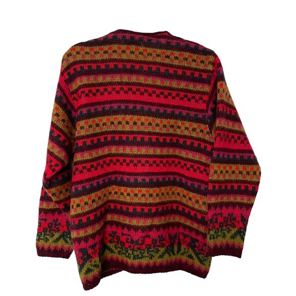 United Colors of Benetton Mohair Cardigan Italy VNeck 48 Stripes XL - Picture 4 of 5